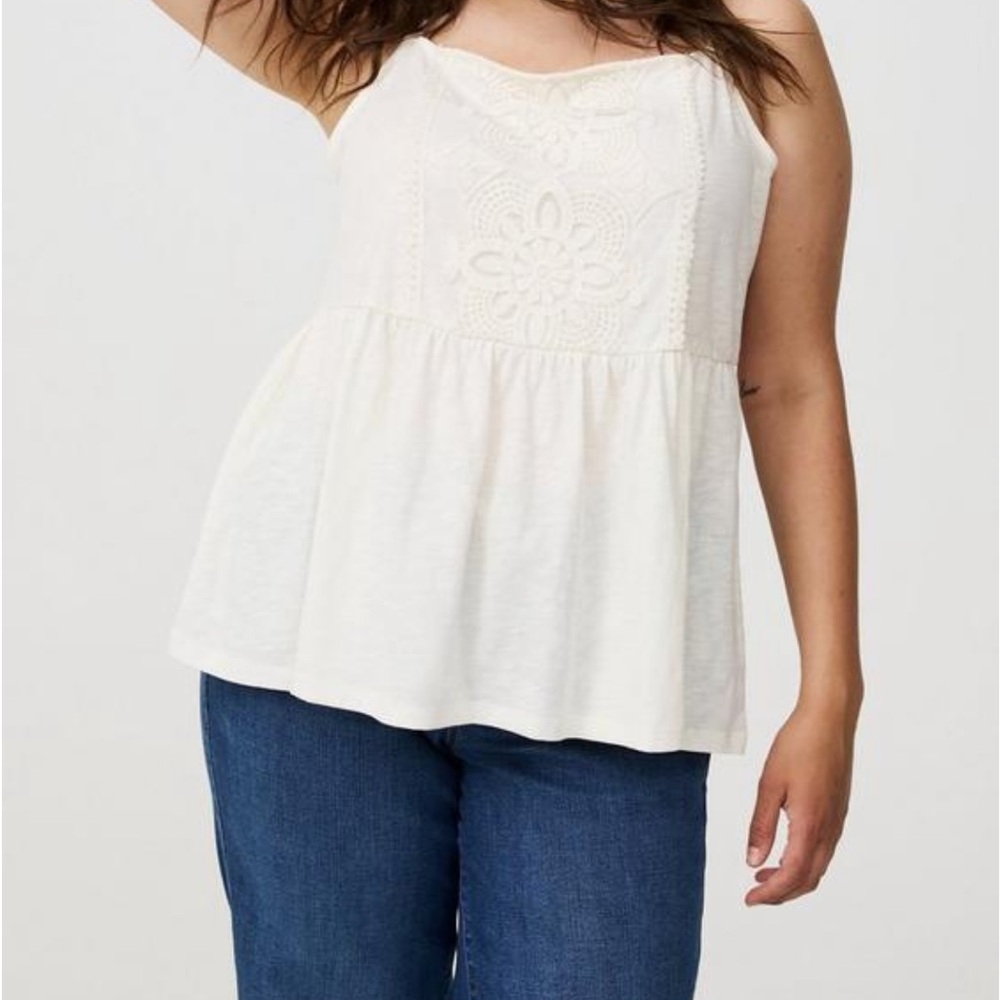 Torrid Cream Crochet Baby Doll Camisole